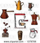 Vector Clip Art of Retro Sketched Circle of Coffee Elements by Vector Tradition SM