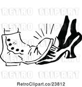 Vector Clip Art of Retro Sketched Couple Playing Footsie by Prawny Vintage