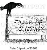 Vector Clip Art of Retro Sketched Crow on a Table of Contents Sign by Prawny Vintage