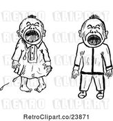Vector Clip Art of Retro Sketched Crying Babies by Prawny Vintage
