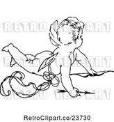 Vector Clip Art of Retro Sketched Cupid Flying by Prawny Vintage