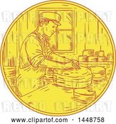 Vector Clip Art of Retro Sketched Drawing Styled Swiss Guy Making Cheese by Patrimonio