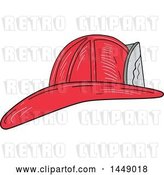 Vector Clip Art of Retro Sketched Fire Fighter Helmet by Patrimonio