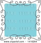 Vector Clip Art of Retro Sketched Gray and Blue Frame Design Element by KJ Pargeter