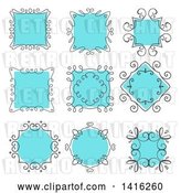 Vector Clip Art of Retro Sketched Gray and Blue Frame Design Elements by KJ Pargeter