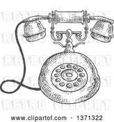 Vector Clip Art of Retro Sketched Grayscale Telephone by Vector Tradition SM