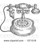 Vector Clip Art of Retro Sketched Grayscale Telephone by Vector Tradition SM