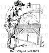 Vector Clip Art of Retro Sketched Guy Sharpening an Axe by Prawny Vintage