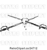 Vector Clip Art of Retro Sketched Heart Stabbed with Crossed Swords by Prawny Vintage