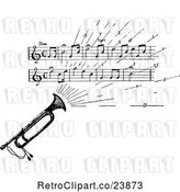 Vector Clip Art of Retro Sketched Instrument with Sheet Music by Prawny Vintage