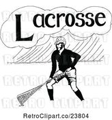 Vector Clip Art of Retro Sketched Lacrosse Player by Prawny Vintage