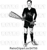 Vector Clip Art of Retro Sketched Lacrosse Player by Prawny Vintage