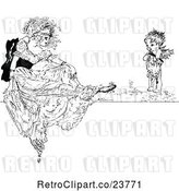 Vector Clip Art of Retro Sketched Lady and Cherub by Prawny Vintage