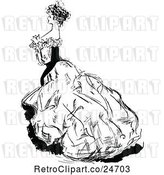 Vector Clip Art of Retro Sketched Lady in a Big Dress by Prawny Vintage