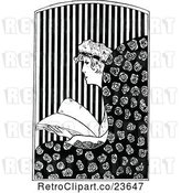 Vector Clip Art of Retro Sketched Lady Reading in a Chair by Prawny Vintage