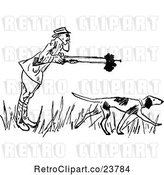 Vector Clip Art of Retro Sketched Male Hunter and Dog by Prawny Vintage