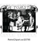 Vector Clip Art of Retro Sketched Men Giving a Toast by Prawny Vintage