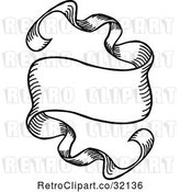 Vector Clip Art of Retro Sketched or Etched Styled Scroll Banner by AtStockIllustration