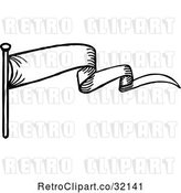 Vector Clip Art of Retro Sketched or Etched Styled Scroll Banner by AtStockIllustration