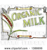 Vector Clip Art of Retro Sketched Organic Milk Label by Patrimonio