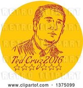 Vector Clip Art of Retro Sketched Portrait of Ted Cruz, Republican Residential Candidate, in a Circle over Text by Patrimonio