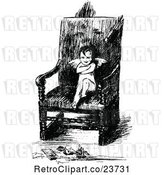Vector Clip Art of Retro Sketched Pouting Cupid in a Chair by Prawny Vintage