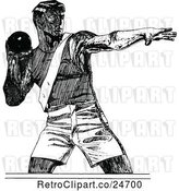 Vector Clip Art of Retro Sketched Shot Putter Athlete by Prawny Vintage