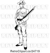 Vector Clip Art of Retro Sketched Soldier Holding a Rifle by Prawny Vintage