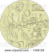 Vector Clip Art of Retro Sketched Styled Medieval Chef Cooking in a Kitchen by Patrimonio