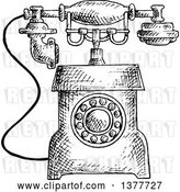 Vector Clip Art of Retro Sketched Telephone by Vector Tradition SM