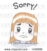 Vector Clip Art of Retro Sketched White Girl Apologizing Under Sorry Text by BNP Design Studio