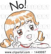Vector Clip Art of Retro Sketched White Girl Saying No and Wagging a Finger by BNP Design Studio