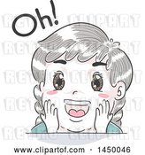Vector Clip Art of Retro Sketched White Kid Saying Oh in Surprise by BNP Design Studio