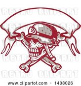 Vector Clip Art of Retro Skull and Crossbones with a Biker Helmet and Blank Banner by Patrimonio