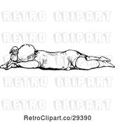 Vector Clip Art of Retro Sleeping Baby and Doll by Prawny Vintage