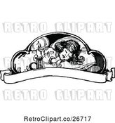 Vector Clip Art of Retro Sleeping Girl and Banner by Prawny Vintage