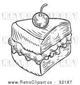 Vector Clip Art of Retro Slice of Jam and Cream Sponge Cake by AtStockIllustration