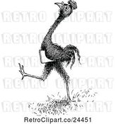 Vector Clip Art of Retro Smart Emu Carrying a Book by Prawny Vintage