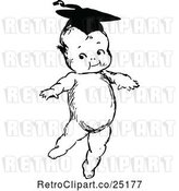 Vector Clip Art of Retro Smart Graduate Baby by Prawny Vintage