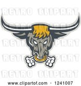 Vector Clip Art of Retro Snorting Bull with a Nose Ring by Patrimonio