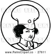 Vector Clip Art of Retro Soldier Girl in a Circle by Prawny Vintage
