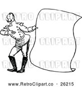 Vector Clip Art of Retro Soldier Presenting a Scroll Sign by Prawny Vintage