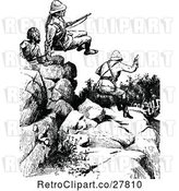 Vector Clip Art of Retro Soldiers Hopping Rocks by Prawny Vintage