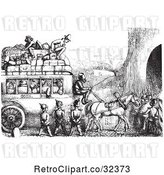 Vector Clip Art of Retro Soldiers Stopping an Omnibus in by Picsburg