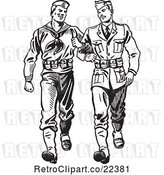 Vector Clip Art of Retro Soldiers Walking Arm in Arm by BestVector