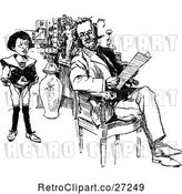 Vector Clip Art of Retro Son Watching His Father Read by Prawny Vintage
