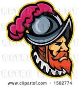 Vector Clip Art of Retro Spanish Conquistador Mascot Wearing a Morion Hat by Patrimonio