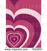 Vector Clip Art of Retro Sparkling Pink Mosaic Heart over a Heart Pattern Background by Elaineitalia