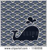 Vector Clip Art of Retro Spouting Whale in a Wave Design by Elena