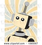Vector Clip Art of Retro Springy Beige Robot over Swirls by